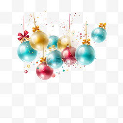 新年快乐的图片_带有透明球和五彩纸屑的圣诞和新
