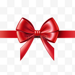 白色圣诞礼物图片_优雅的红色丝带和蝴蝶结别在白色