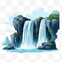水山图片_卡通风格的瀑布收藏