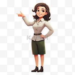 快乐的员工图片_身穿政府制服的可爱女教师欢迎姿