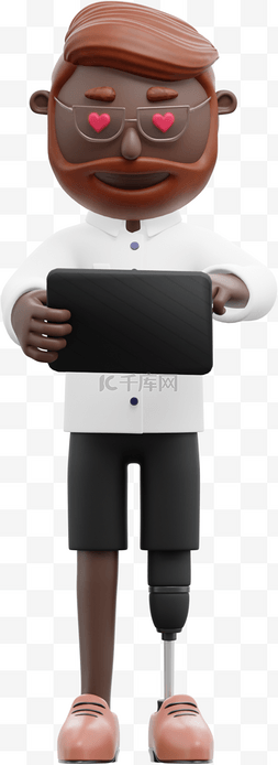 平板电脑3d图片_3D黑人男性平板姿势动作