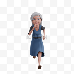 关联的图片_3D白人女性老太太跑步形象关键词