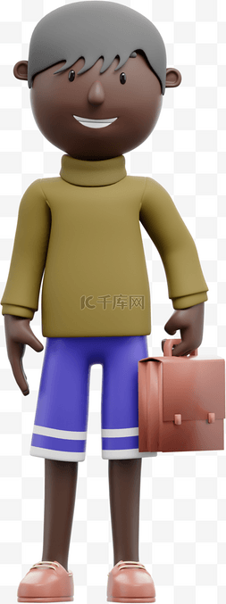 男性手提包图片_3D黑人商务男性展示帅气上班手提