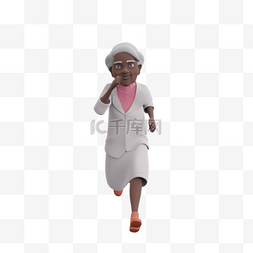 黑人女性老太太慢跑姿势动作
