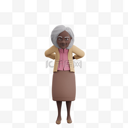 黑人女性老太太弯腰姿势检查观察