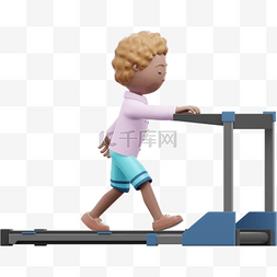棕色女性跑步机运动姿势动作元素