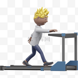 跑步机男人图片_3D棕色男性跑步机形象