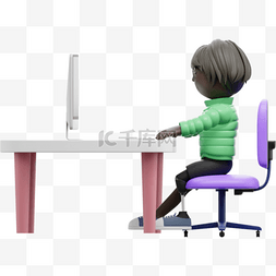 办公桌会议桌图片_3D黑美女优雅地工作电脑办公形象