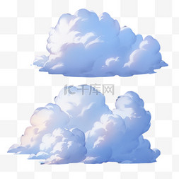 云朵蓝色手绘色彩卡通彩云免扣元