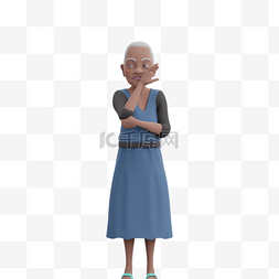 3D棕色女性老太太小声说话