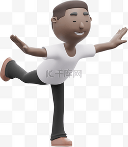 黑人男性单腿平衡站立形象