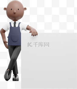 帅气男人摄影姿势3D棕色叉腰形象
