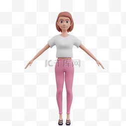 白人女性图片_白人女性直立姿势的3D形象
