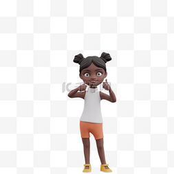 3D黑人女孩竖大拇指动作鼓励女人