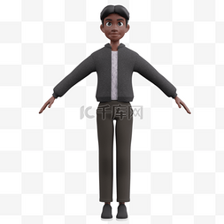 帅气直立的3D黑人男性形象