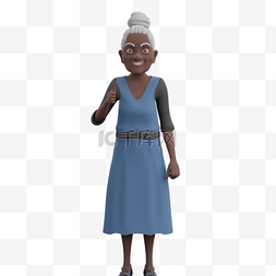 黑人女性老太太竖大拇指姿势动作