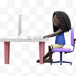 3D黑人女性办公漂亮姿势