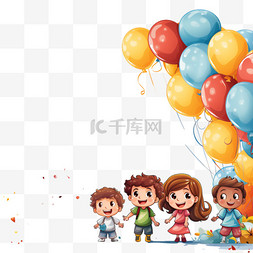 卡通风格国庆节庆祝透明气球节日