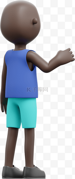 再见肥肉图片_3D黑人女性背影招手形象的漂亮再