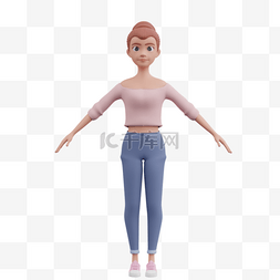 帅气直立的3D白人女性形象