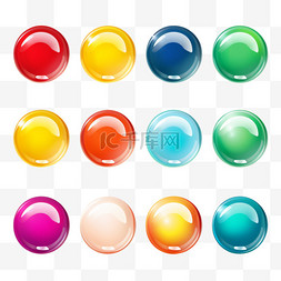 vi空白模板设计图片_彩色球体设置矢量光泽按钮球模板