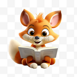 可爱读书狐狸卡通免扣元素装饰素