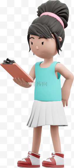 漂亮女人阅读动作3D元素即将呈现