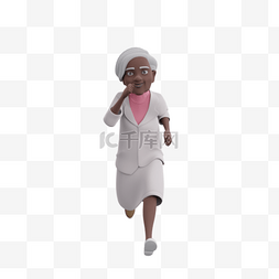 女性困扰图片_黑人女性老太太跑步元素好看姿势