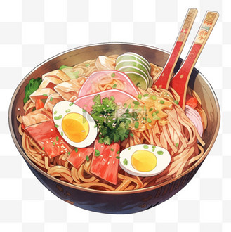 美食面条元素手绘