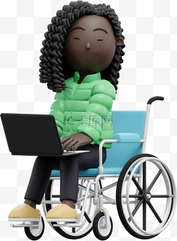 黑人女性坐轮椅办公形象展示女人
