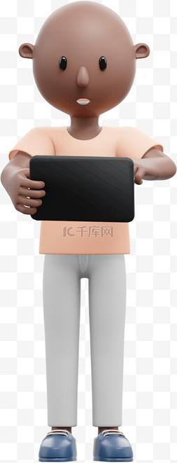 帅气男人使用平板电脑姿势的3D形