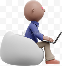 excel文档办公自动化图片_帅气男性自由办公懒人沙发3D电脑
