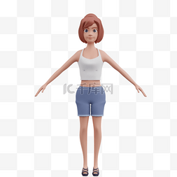 白人女性图片_3D白人女性站立姿势形象