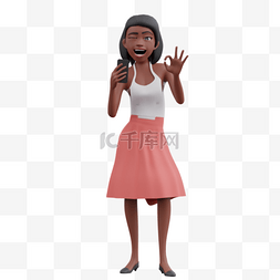 3D黑人女性眨眼wink形象关键词3D黑