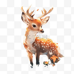 森林可爱小鹿动物免扣元素装饰素