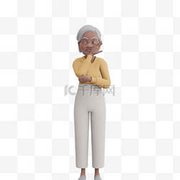 3D棕色女性老太太的秘密交流