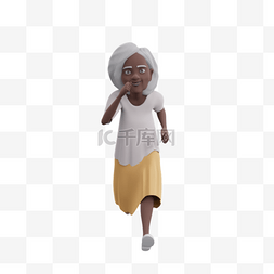 黑人女性老太太慢跑形象