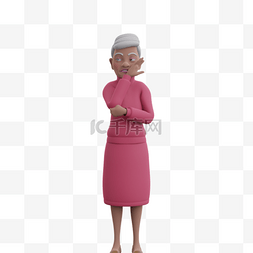 小声说话的帅气女人3D棕色老太太