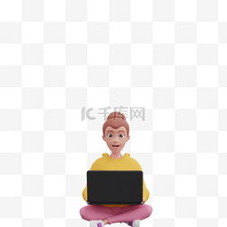 白人女性图片_白人女性帅气坐姿使用电脑