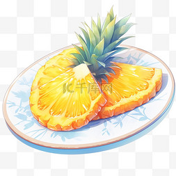 餐盘餐盘图片_餐盘碟子水果菠萝AI元素立体免扣
