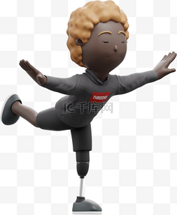 黑人女性单腿平衡站立形象