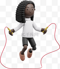 跳绳的女人图片_漂亮的黑人女性跳绳形象