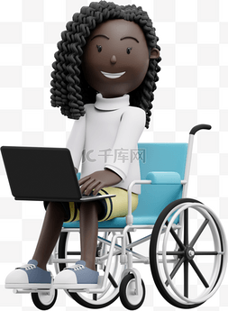 3D漂亮女性坐轮椅姿势