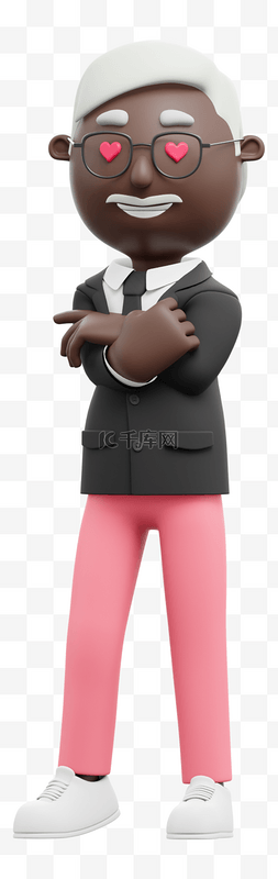 3D黑人男性交叉双手姿势