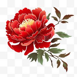 新年花开富贵红色牡丹免抠元素