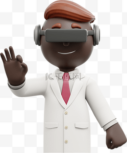 3D黑人男性ok手势形象男人没问题
