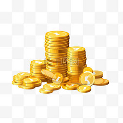 金币和钞票3d卡通风格的图标。一