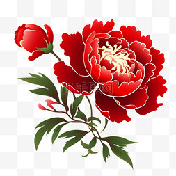 红色花开富贵图片_新年花开富贵红色牡丹元素