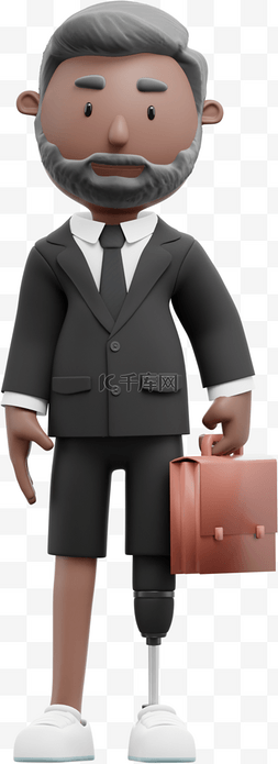 棕色商务图片_3D棕色商务男性公文包形象男人帅