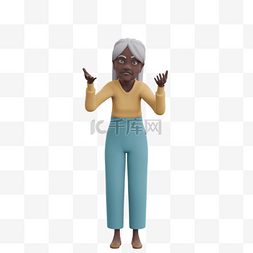 帅气女人动作元素的3D黑人老太太